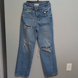 Zara Blue Distressed Flare Jeans
